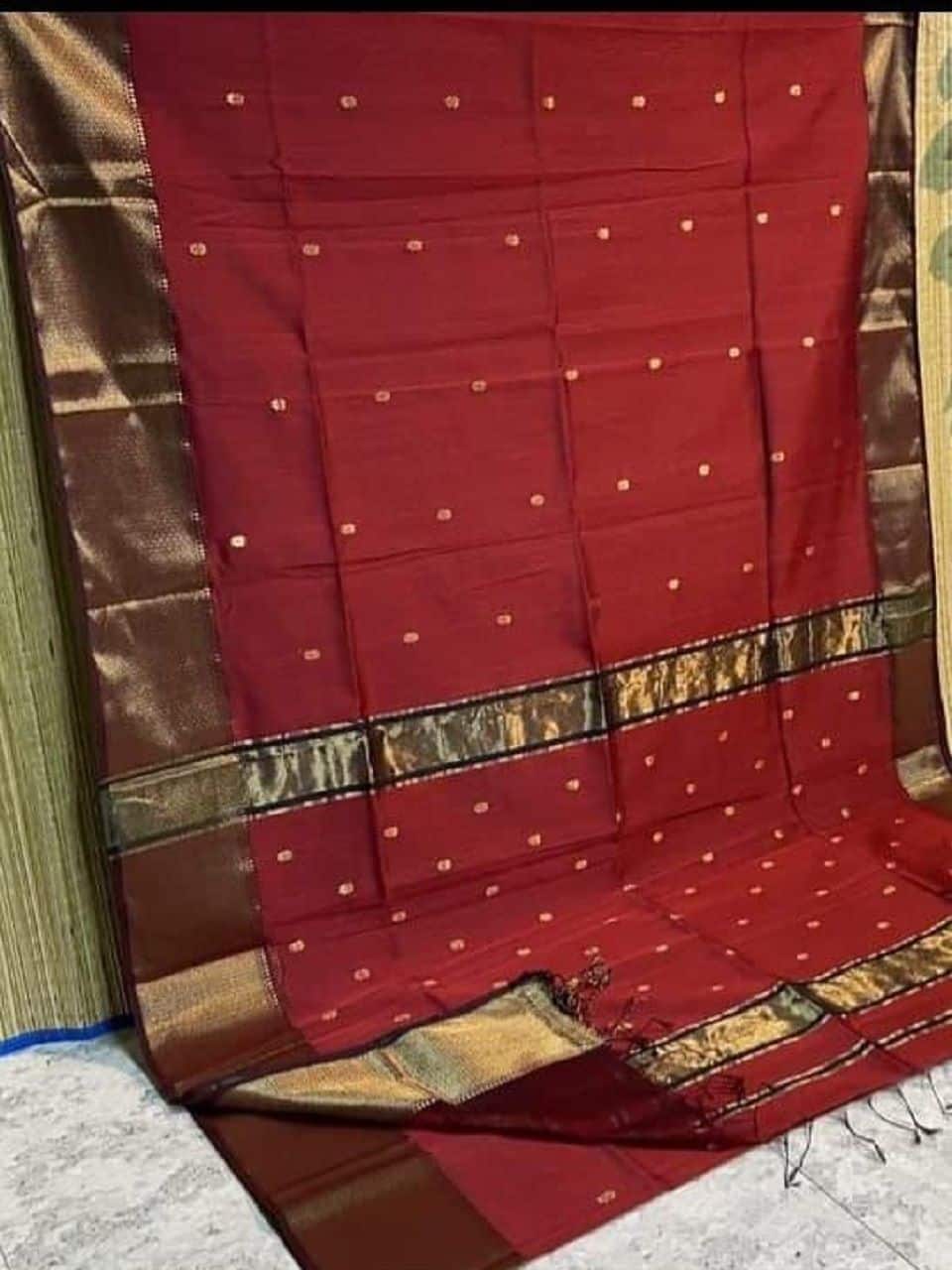 Brown Cotton Silk Saree For Festive Occassion