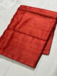 Reddish Orange Pure Tussar Raw Silk Saree For Divine Occassions